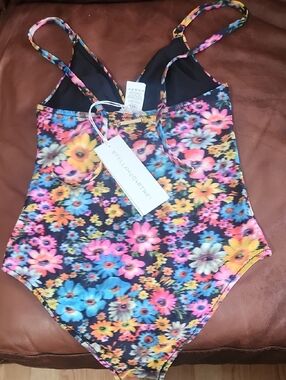 Stella McCartney Black Floral One-Piece Swimsuit with Multicolor Blooms